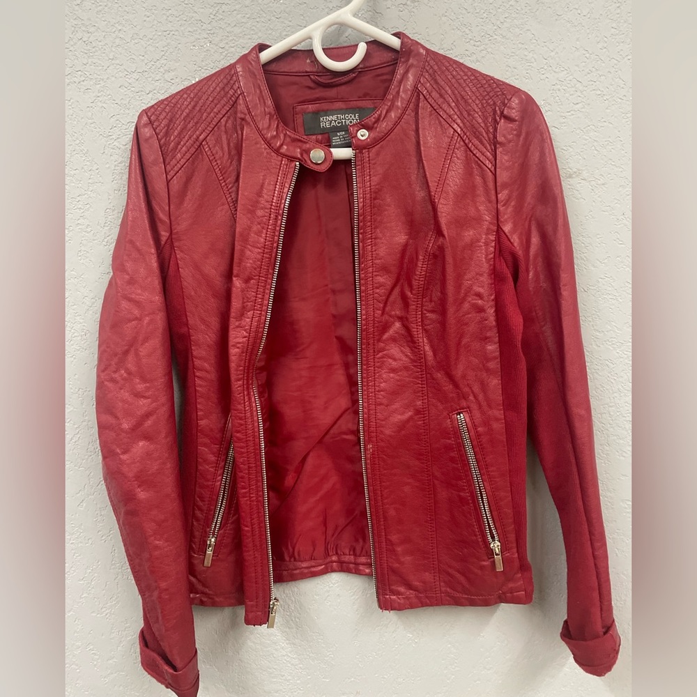 Kenneth Cole red faux leather jacket